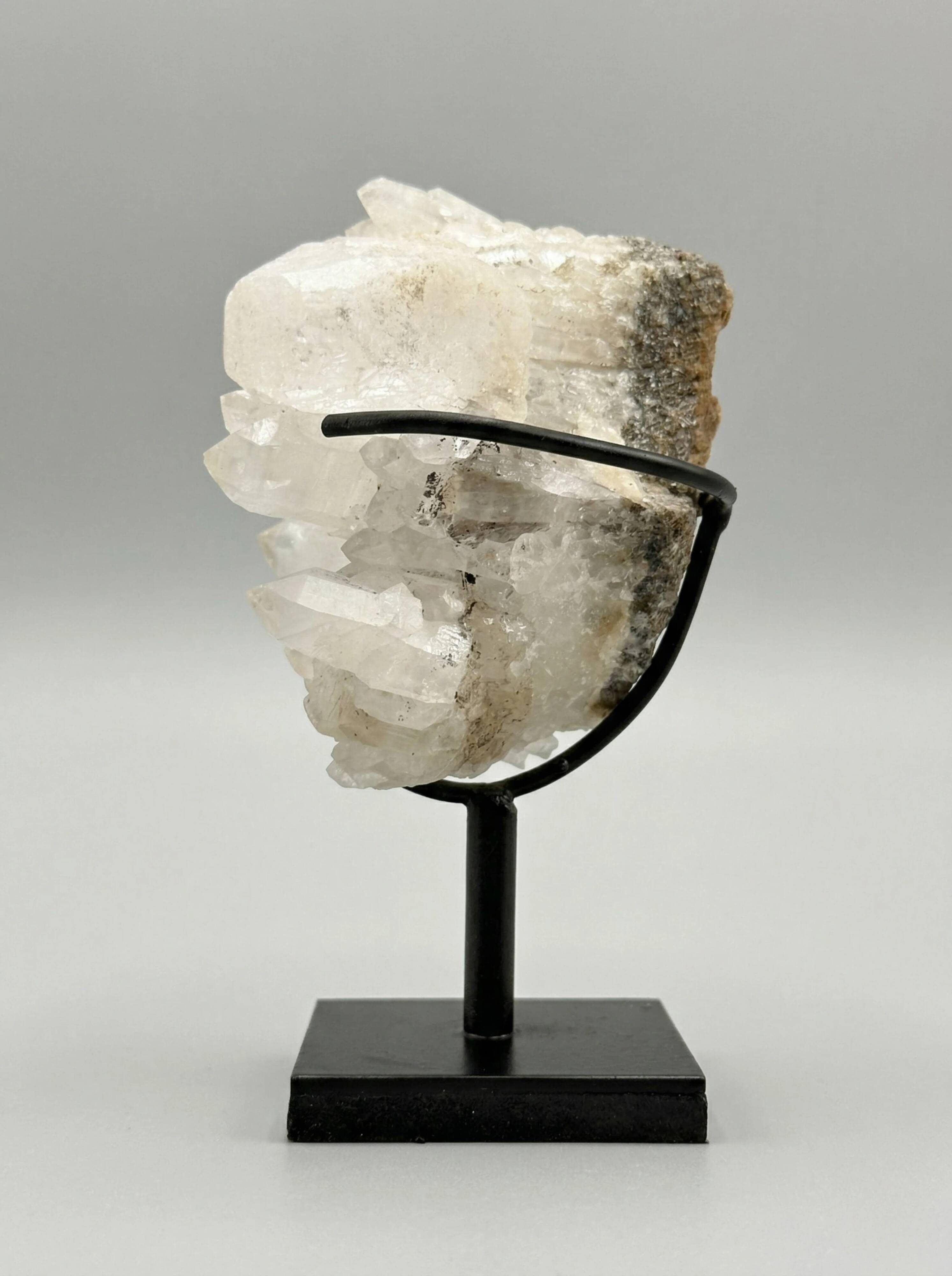 Decorative duo — Maligano jasper sphere & quartz clusters on bases