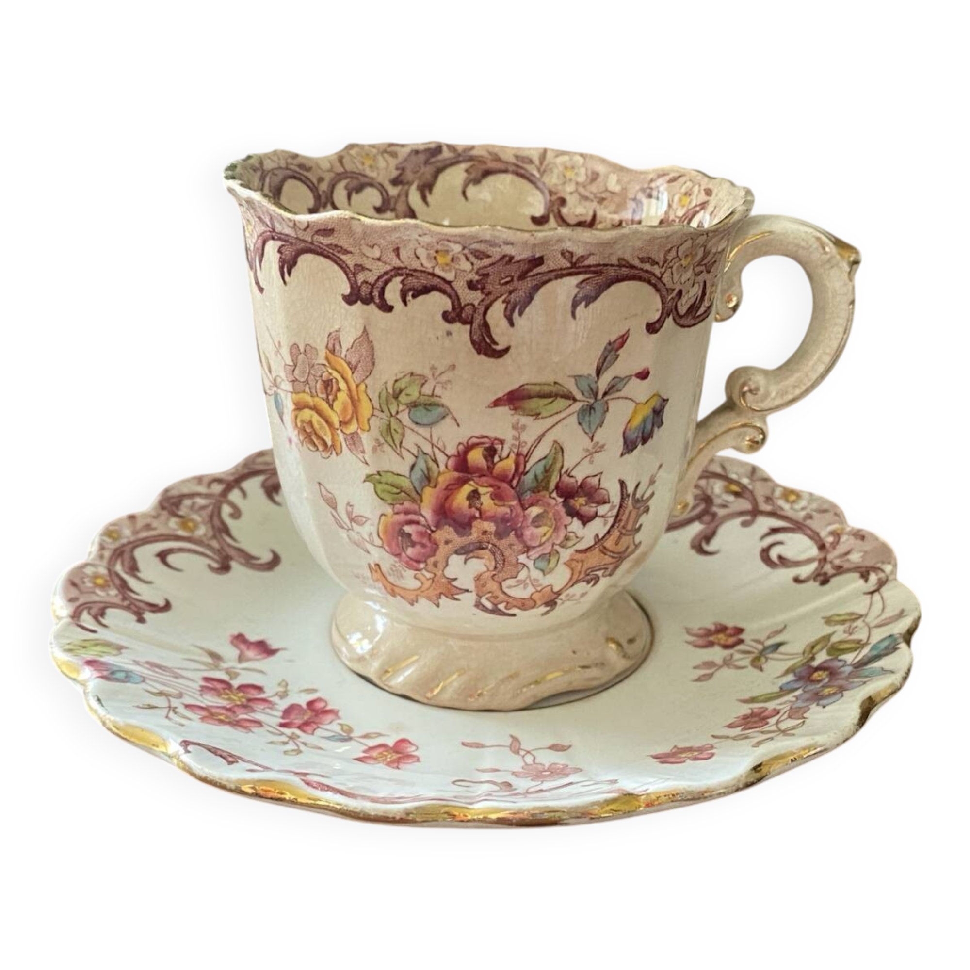 Sarreguemines coffee cup, Fleury model, 19th century, rare