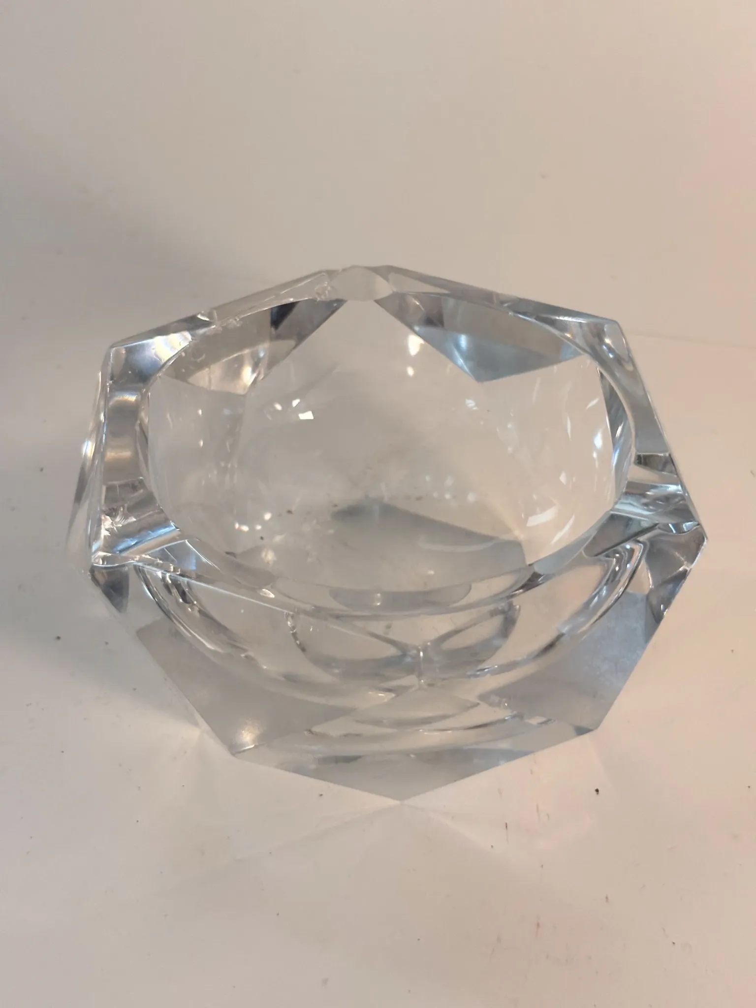 Faceted crystal ashtray, diamond shape