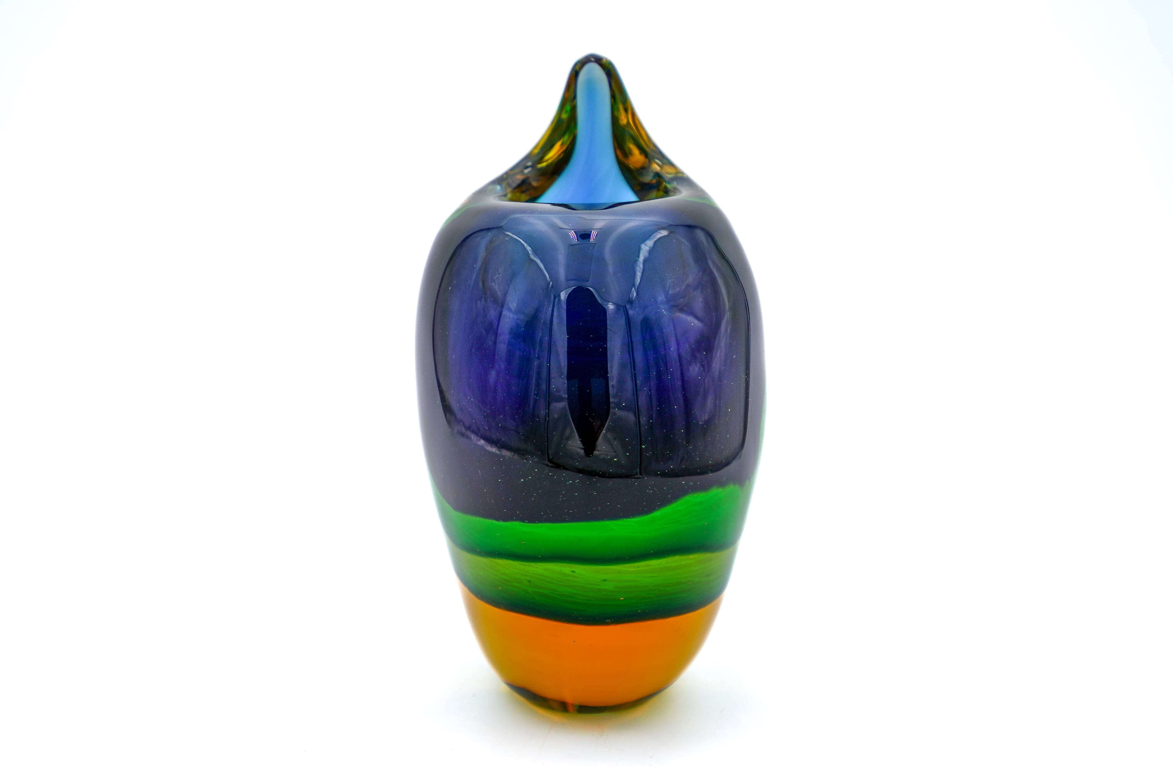 Masterpiece Murano – Vase "Sommerso" par Luigi Onesto – Signé & Étiqueté