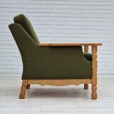 1970s, Danish design, lounge chair in green furniture wool, oak wood