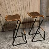 Pair of vintage Louis Sognot bar stools 1950