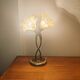 Double flower lamp Art Nouveau – Intertwined brass stems & art glass type