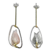 2 lustres en verre de Murano rose et transparent par Barovier e Toso, années 1950