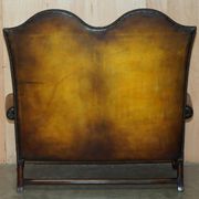 Victorian restored George II style high-back leather canapé