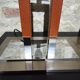 Paire de lampes de luxe bover modèle ema - cuir & laiton nickelé