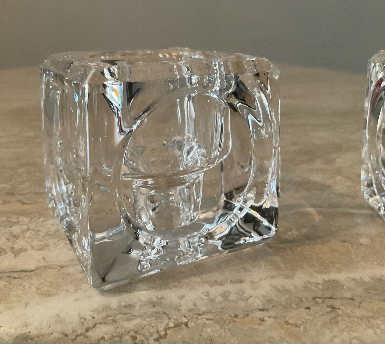 Pair of Peill & Putzler crystal candle holders from the 70s