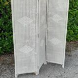 Wicker rattan screen 3 white flap