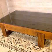 Rosewood coffee table, with black glass top, Brazil 1970