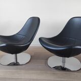 Pair of Tirup Ikea leather armchairs