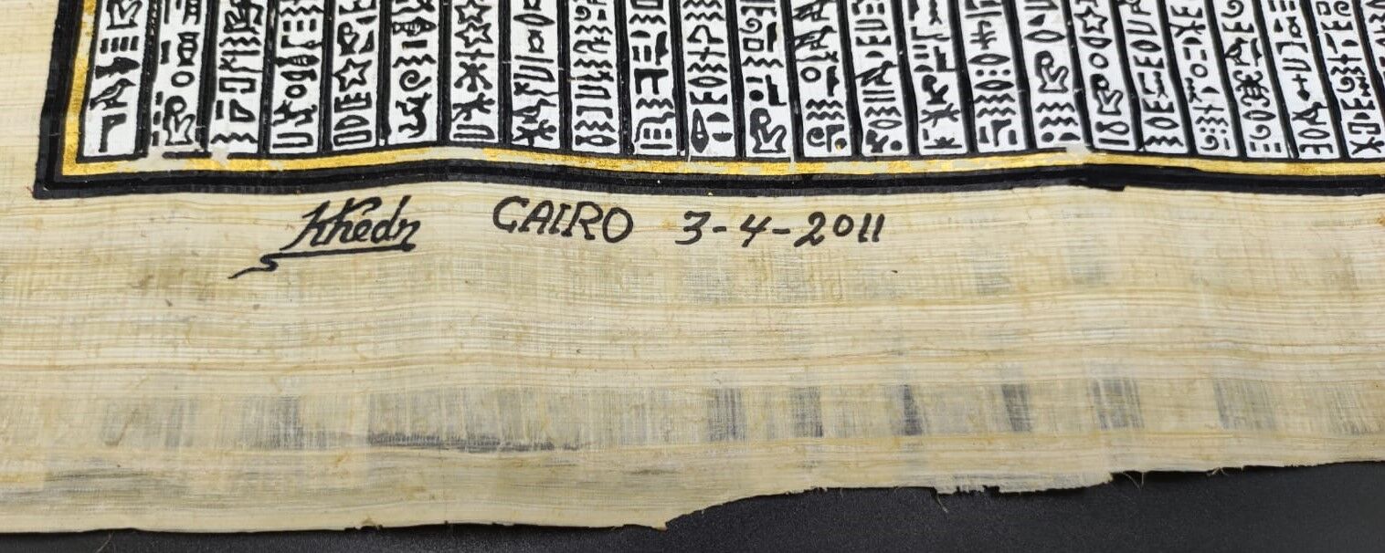 Original Papyrus Made And Hand Painted In Egypt Depicting The Goddess 