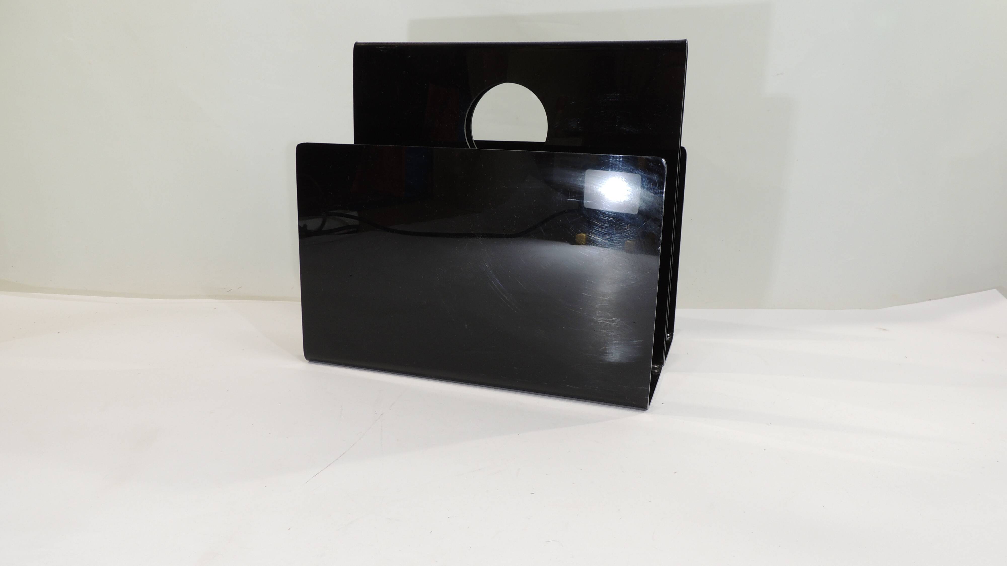 Black plexiglass magazine rack / vintage / 1980s