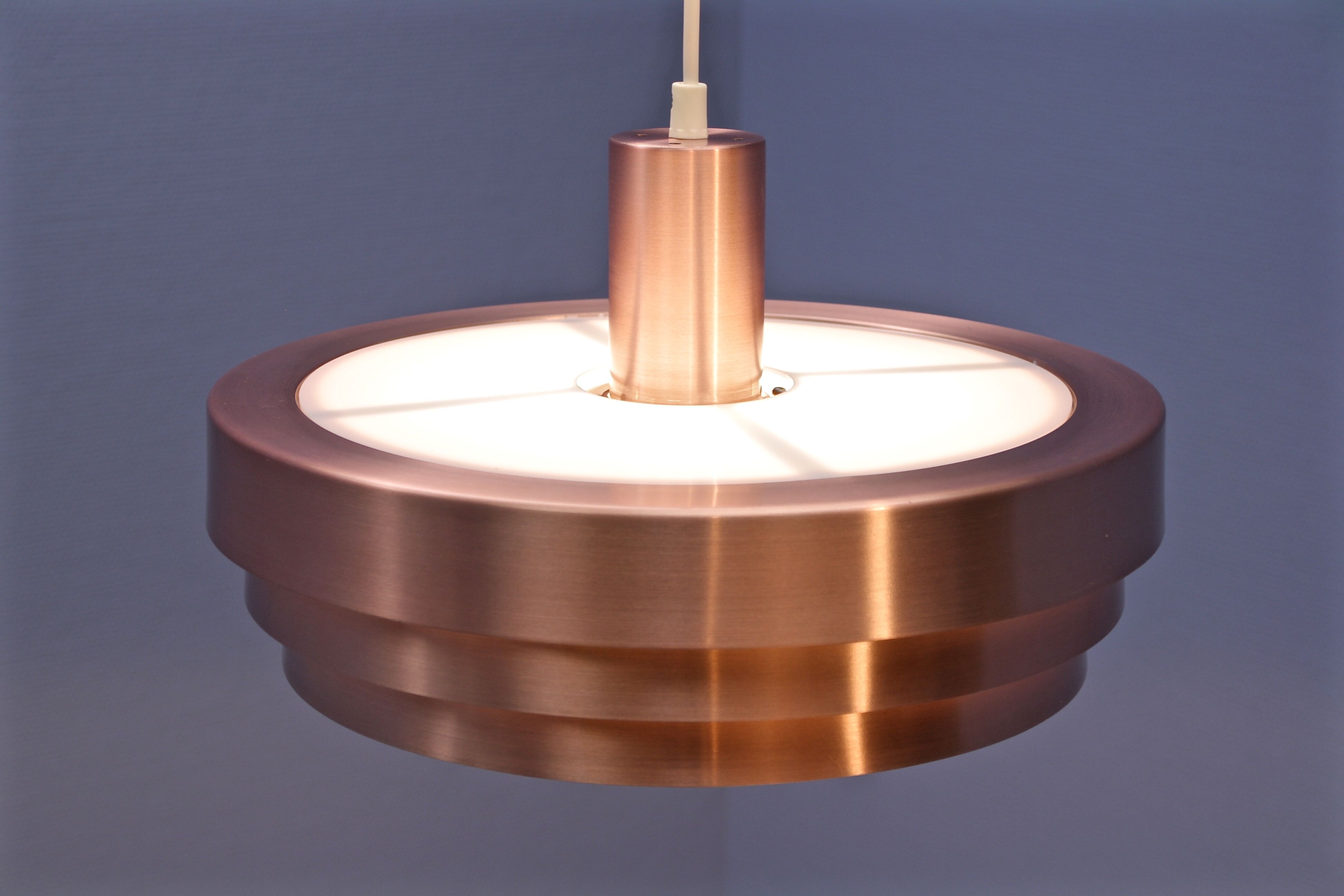 Danish hanging lamp in pink copper, 1970