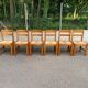 6 chaises brutalistes Maison Regain orme massif paillées années 80