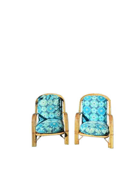 Pair of rattan armchairs "Audoux-Minnet" 1960