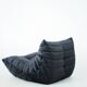 Togo set of chair and pouf in black shiny velvet