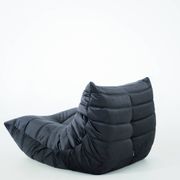 Togo set of chair and pouf in black shiny velvet