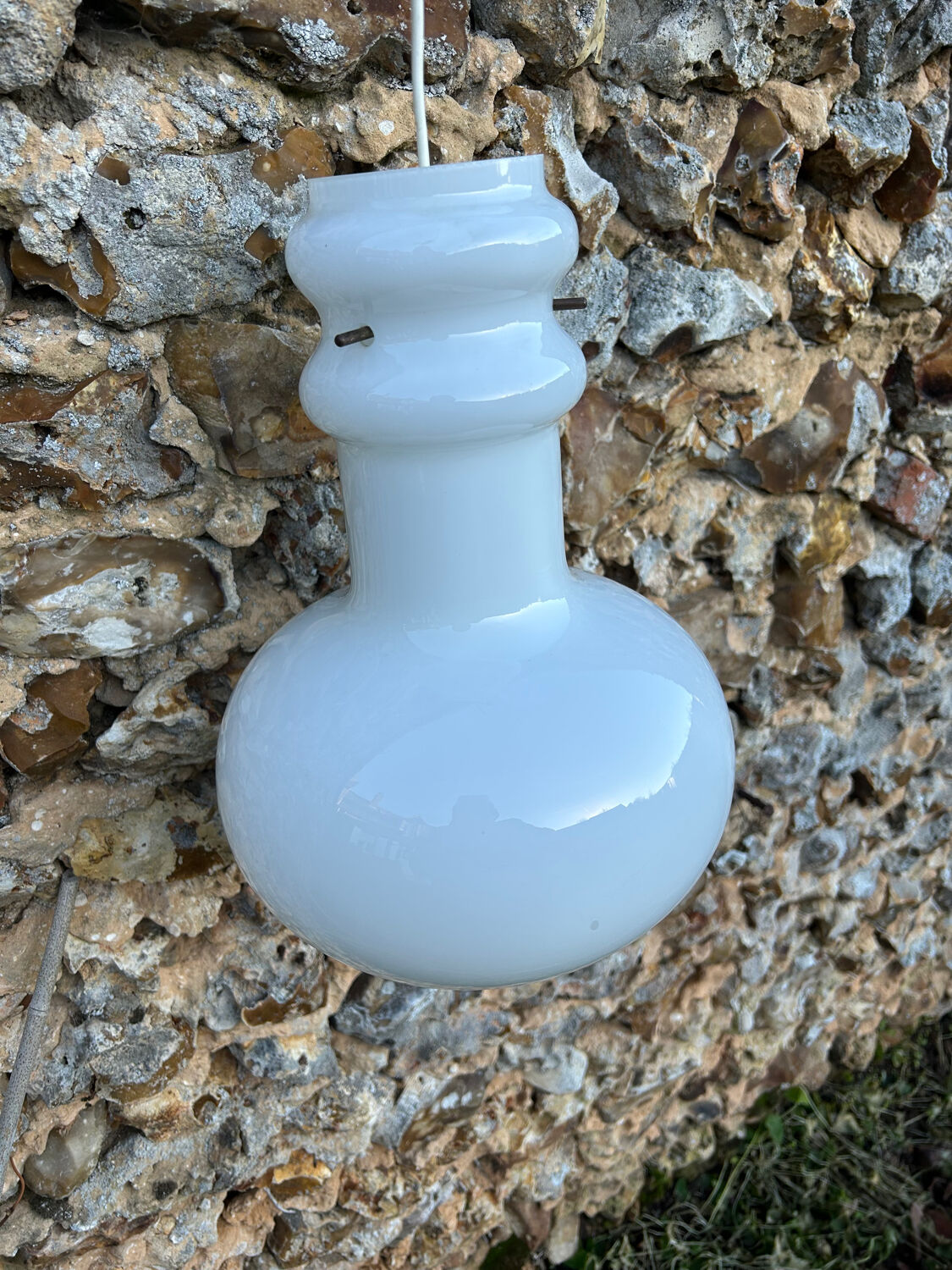 Vintage 1970s opaline glass pendant light