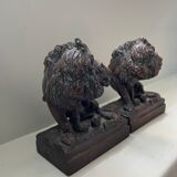 Serre-livres lions Pompeian bronze