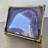 Cadre photo vintage en métal doré art déco 16,5 cm x 12,5 cm verre convexe