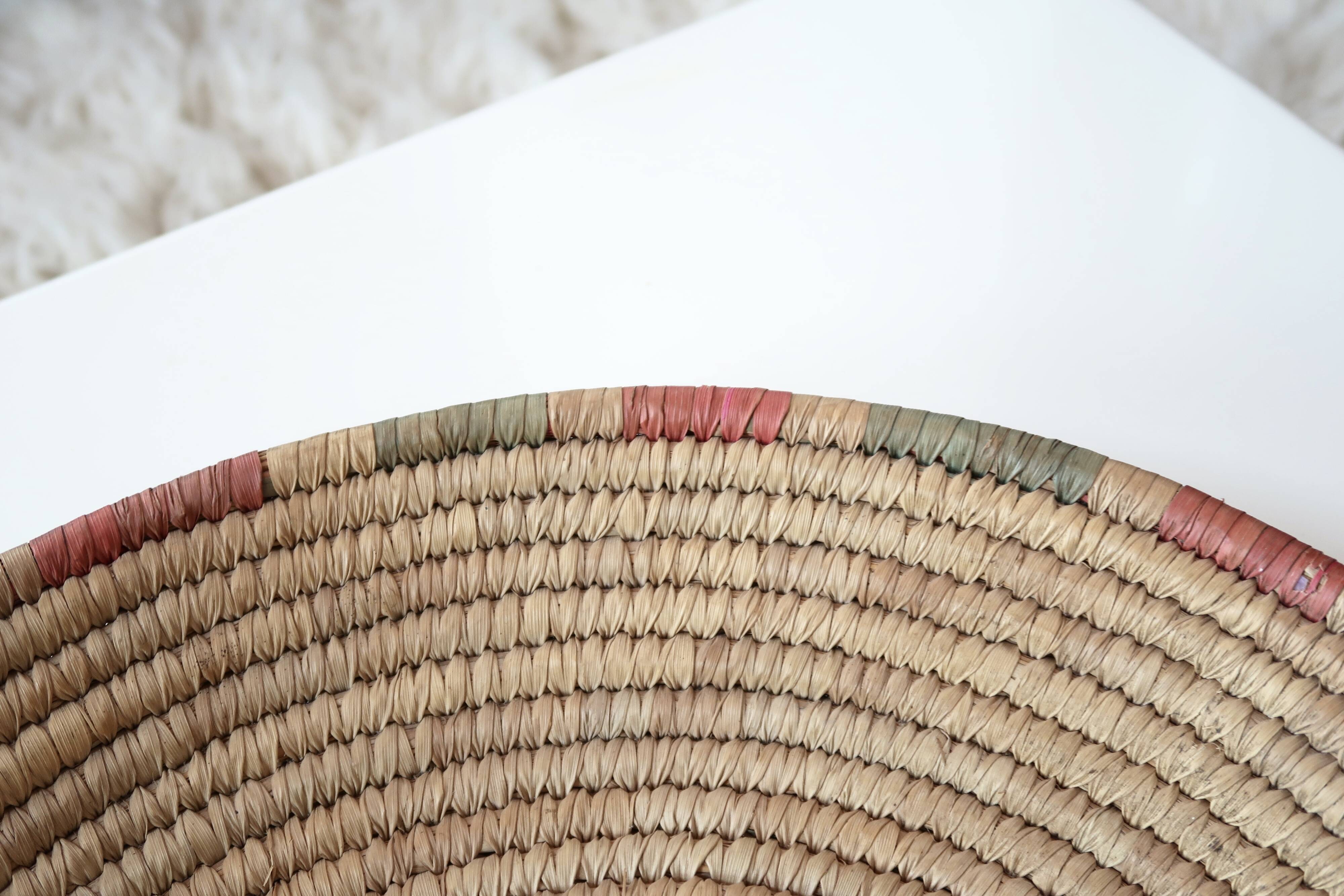 Braided round ethnic tray or wall decoration, 80s