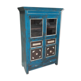 Wardrobe buffet blue cupboard glass wood old teak