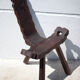 Brutalist wooden chair, tripod chair, Spanish chair