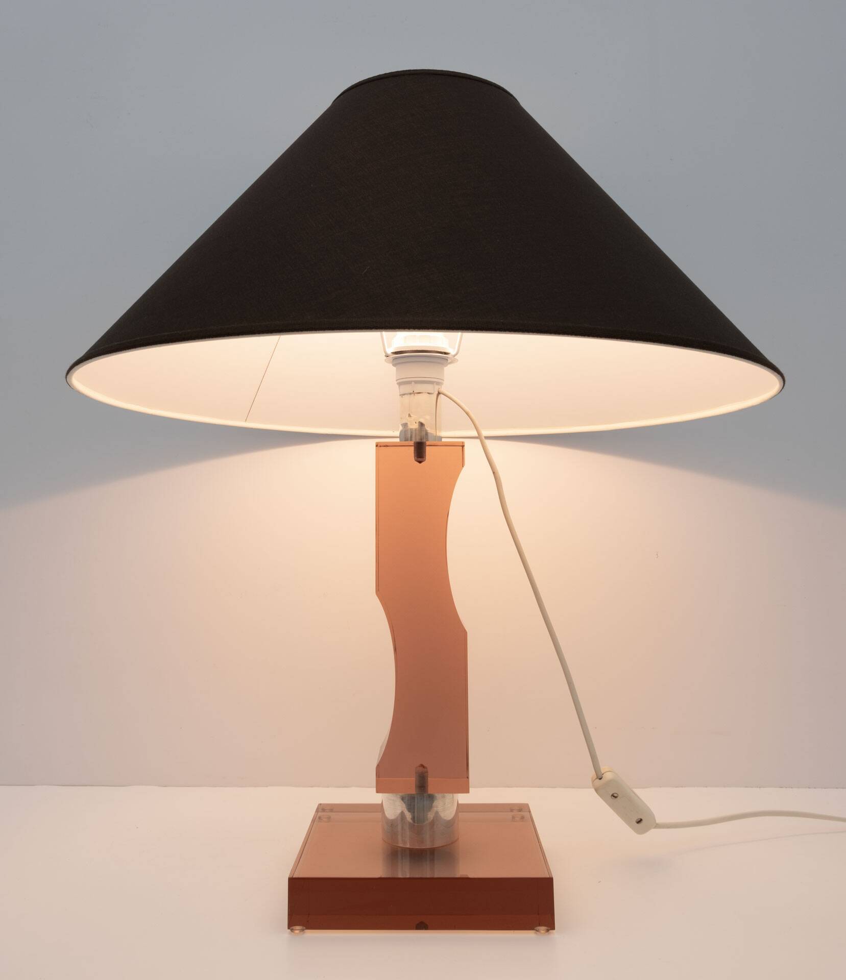 Mid-century Moden Italian Plexiglass and Silver Table Lamp, 1970s