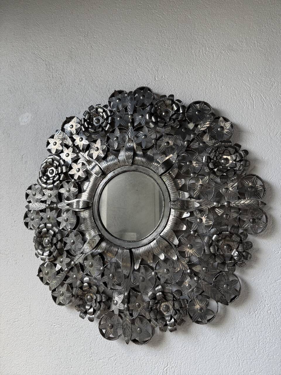 Vintage Mexican metal large mirror