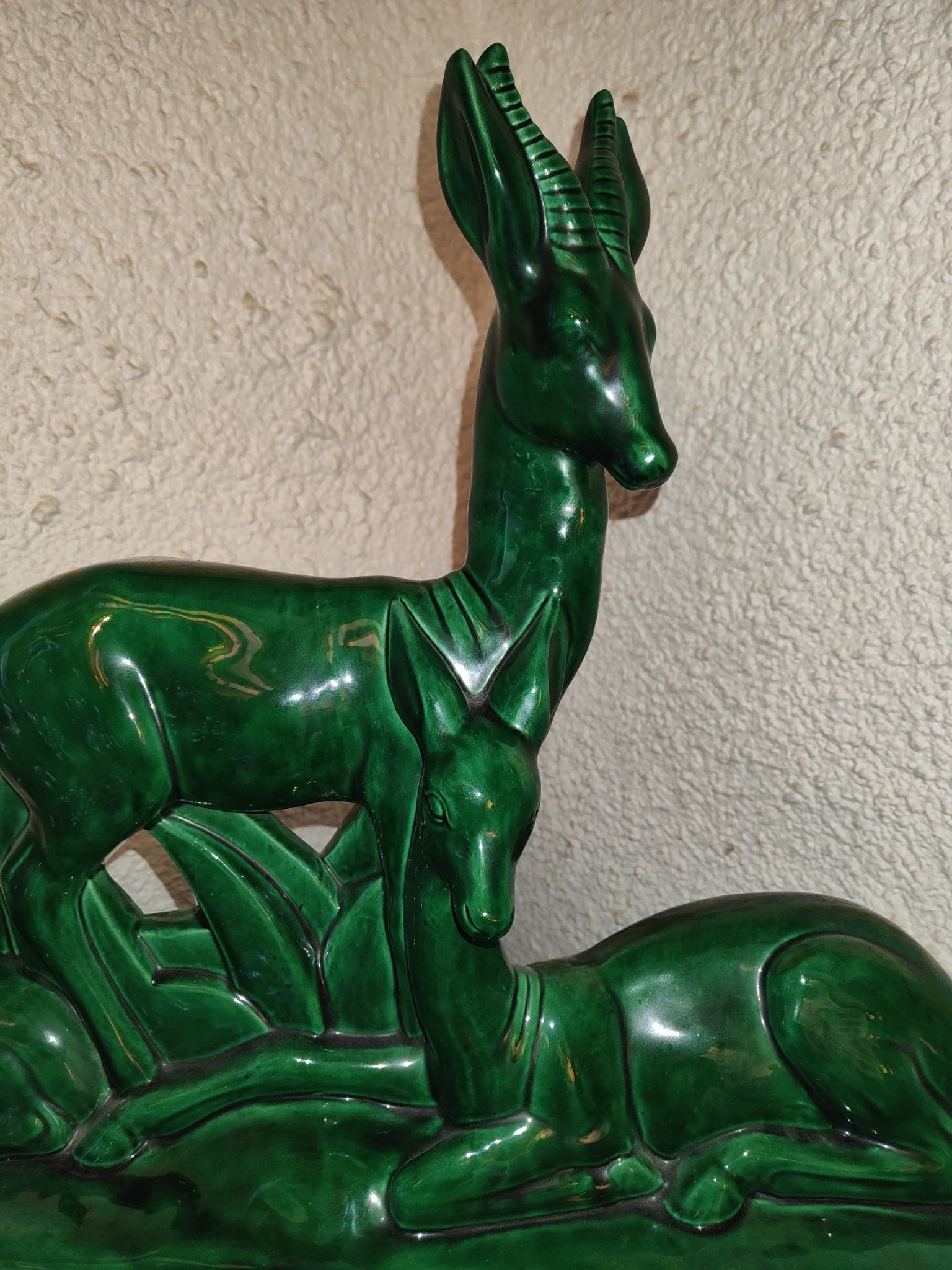 Family of antelopes Faience de Saint Clement by Charles Lemanceau