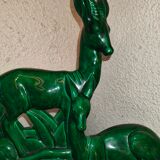 Family of antelopes Faience de Saint Clement by Charles Lemanceau