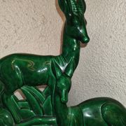 Family of antelopes Faience de Saint Clement by Charles Lemanceau