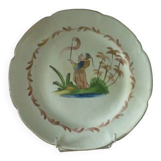 Earthenware plate Les Islettes St Clement Luneville Chinese decor 19th