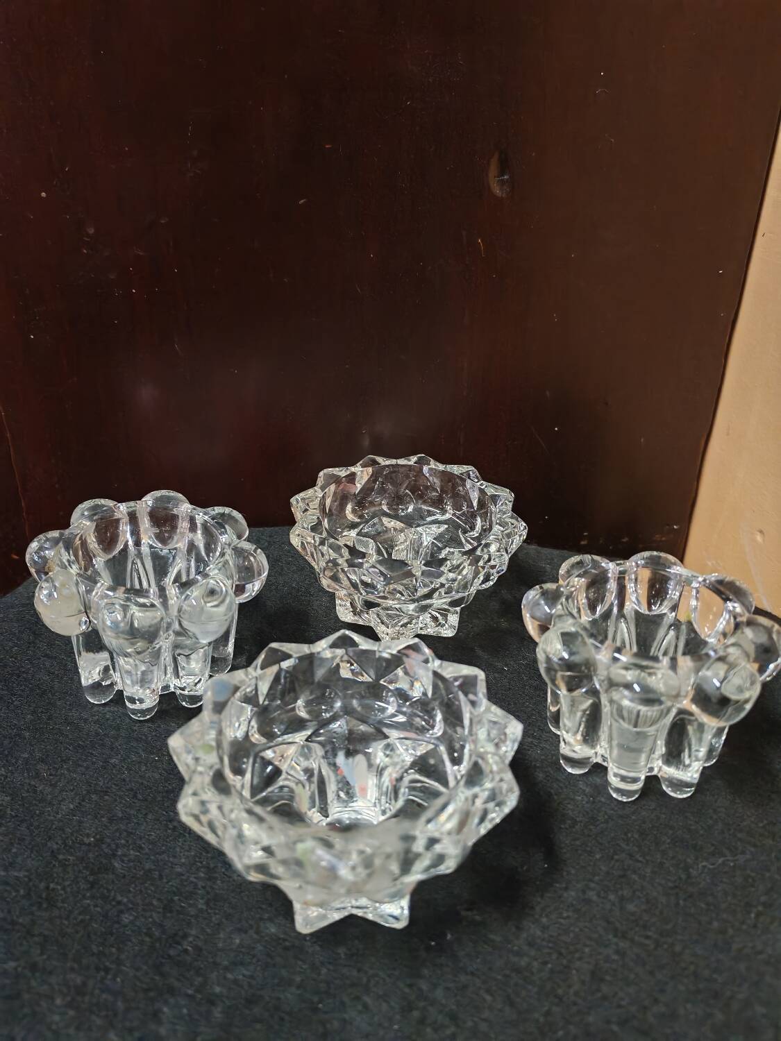 Set of glass candle holders from Reims
