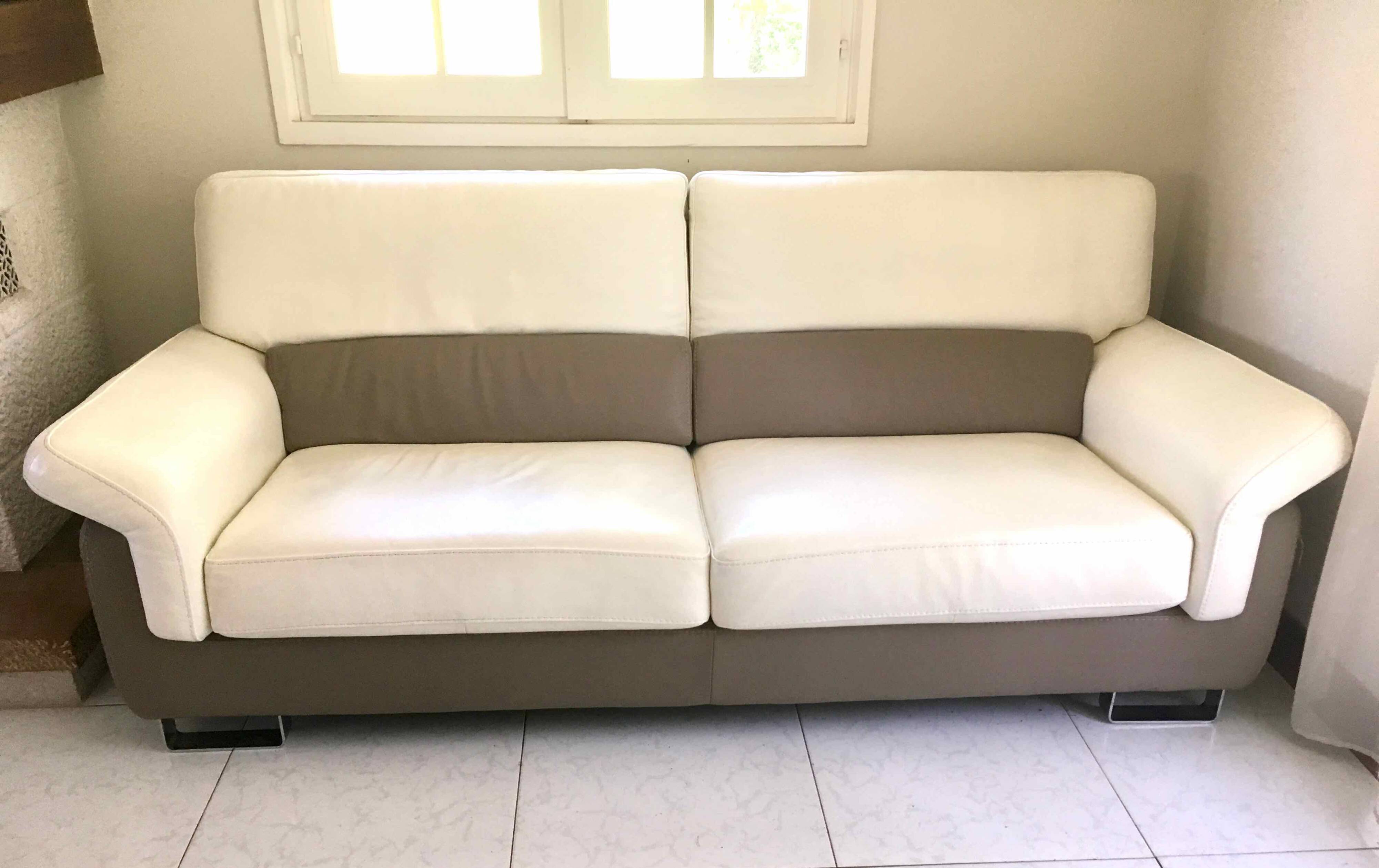 Leather 3-seater sofa