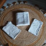 Ensemble ancien drap plat et 2 taies d'oreiller