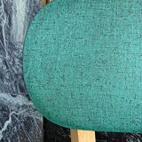 Paire de chaises vintage skaï vert pieds compas