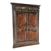 Antique coat rack in solid walnut and walnut burl from the 19th century.