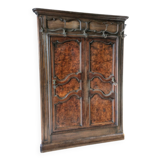 Antique 19th century solid walnut and burl walnut coat rack