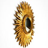 Mid Century Sunburst Kovex wall mirror made of wood and resin - gold plated