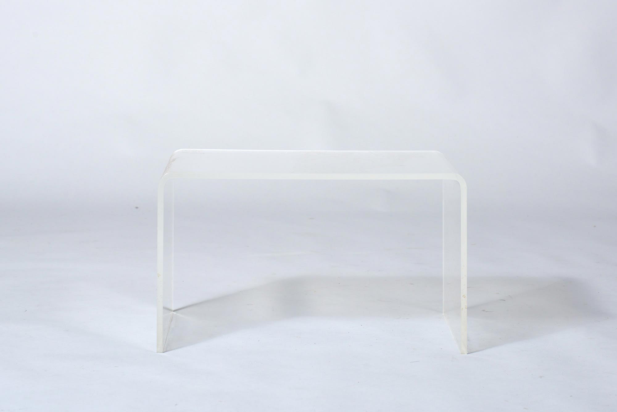 Lucite acrylic side table, 1980