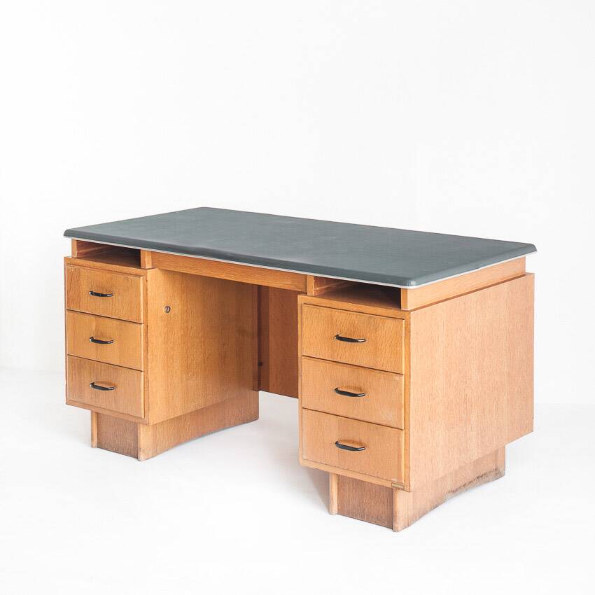 Vintage oak desk made by Burwood. France, 1950s