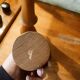 Pair of Scandinavian teak candle holders