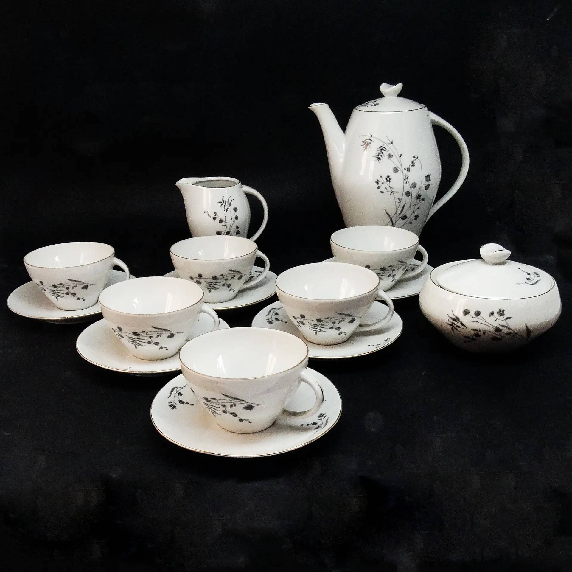 Joanna coffee set, modernism, porcelain, Poland, 1970s