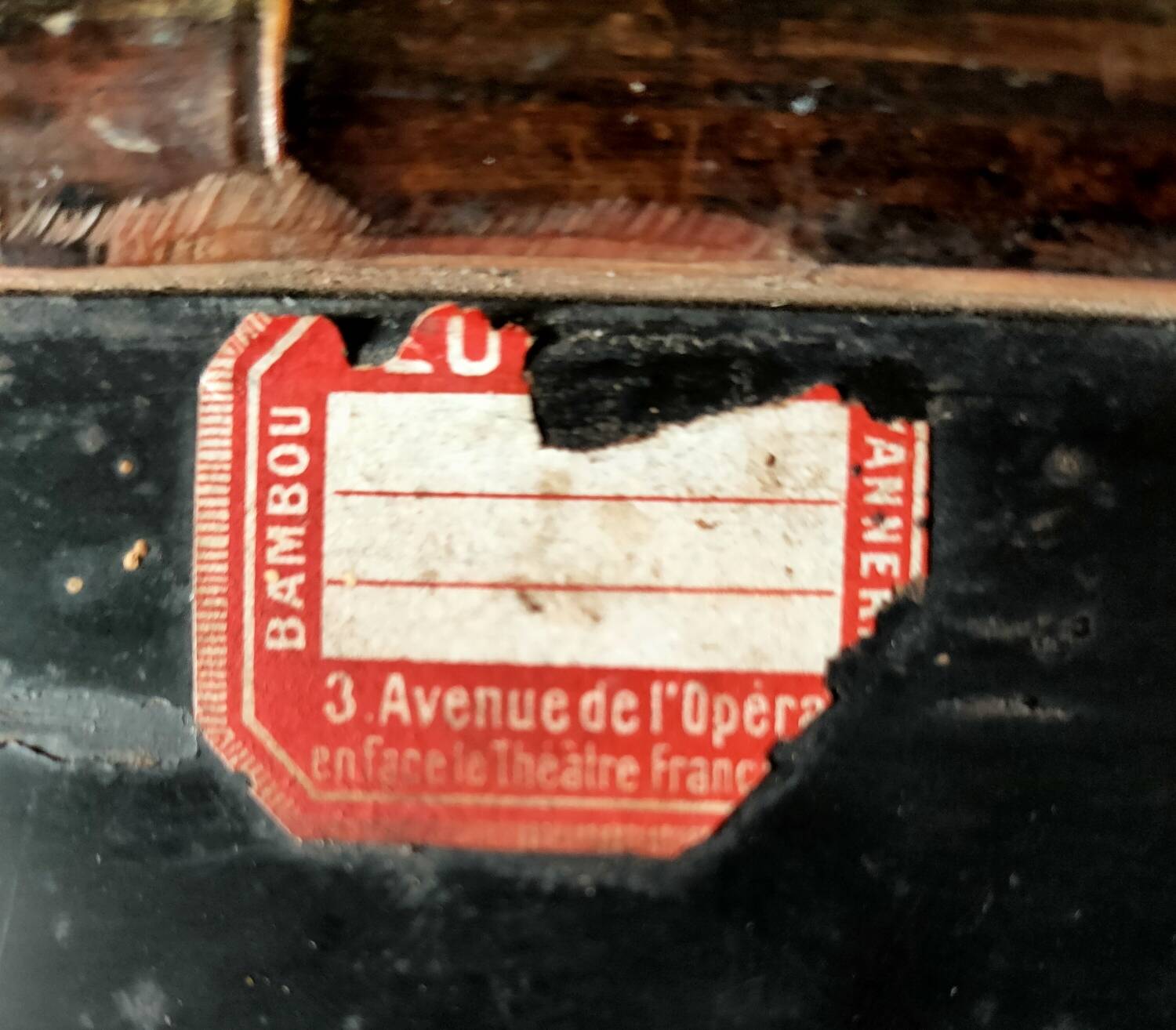 Antique bamboo and lacquer wall shelf