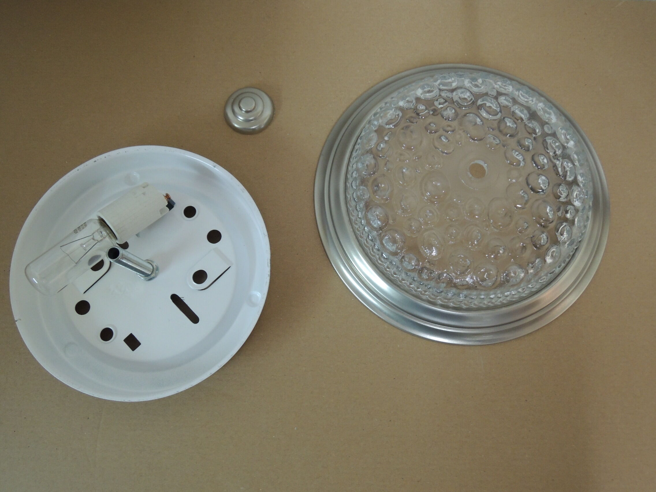 Glass and metal ceiling light