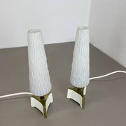 Set of 2 "cone" glass and brass table light, italy 1950s