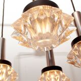 1970s pendant cascade lamp in chrome and glass
