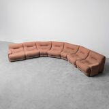 Rezia sofa 7 modules brown fabric 1p 70s vintage modern
