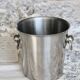 Vintage silver metal champagne bucket with handles